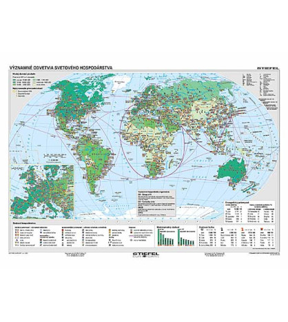 Svet - hospodárska mapa - priemysel 160x120cm