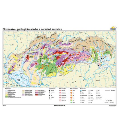 Slovensko - geologická stavba a nerastné suroviny - 120x160cm