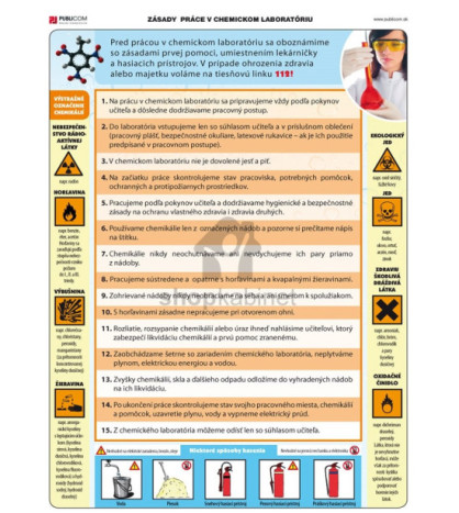 Chémia - Zásady práce v chemickom laboratóriu, tabuľa PVC 110 x 140 cm