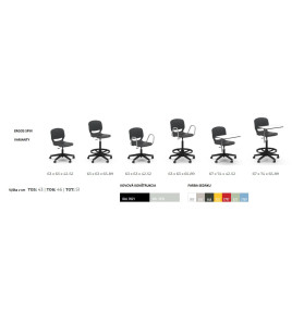 Učiteľská laboratórna stolička ERGOS SPIN, výškovonastaviteľná 65 – 89 cm